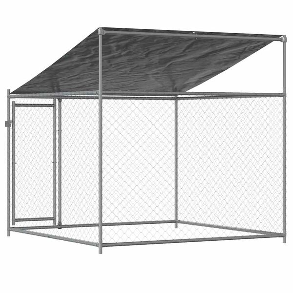 vidaXL Κλουβί Σκύλου με Οροφή και Πόρτες Γκρι 2x2x2 μ. Γαλβ. Χάλυβας