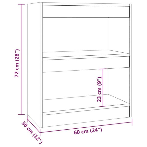 vidaXL Βιβλιοθήκη/Διαχωριστικό Χώρου Γκρι Sonoma 60x30x72 εκ.