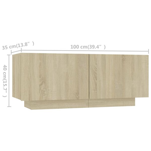 vidaXL Έπιπλο Τηλεόρασης με LED Sonoma Δρυς 200 x 35 x 40 εκ.