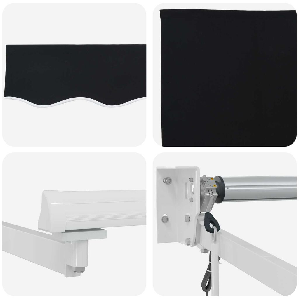vidaXL Αυτόματη Ανασυρόμενη Τέντα Μαύρη 300x250 cm