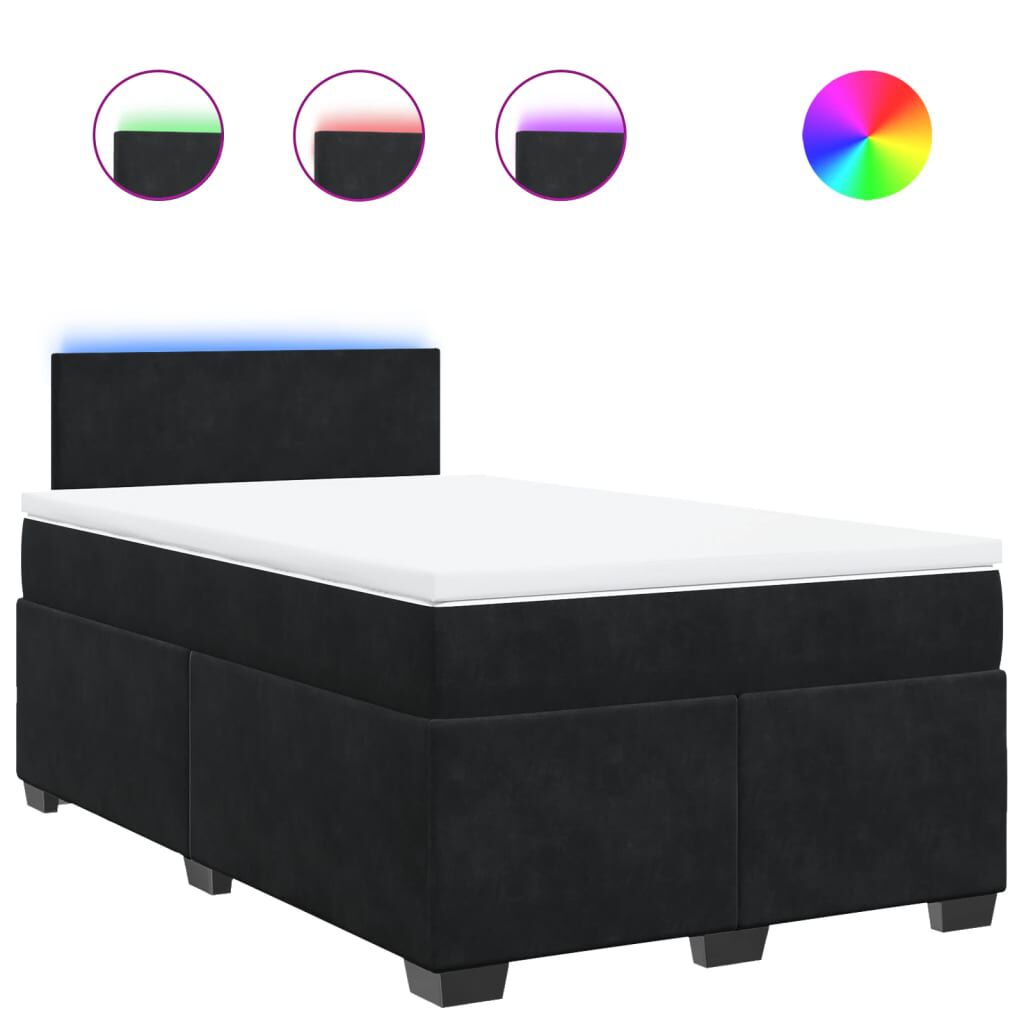 vidaXL Κρεβάτι Boxspring με Στρώμα Μαύρο 120 x 200 εκ. Βελούδινο