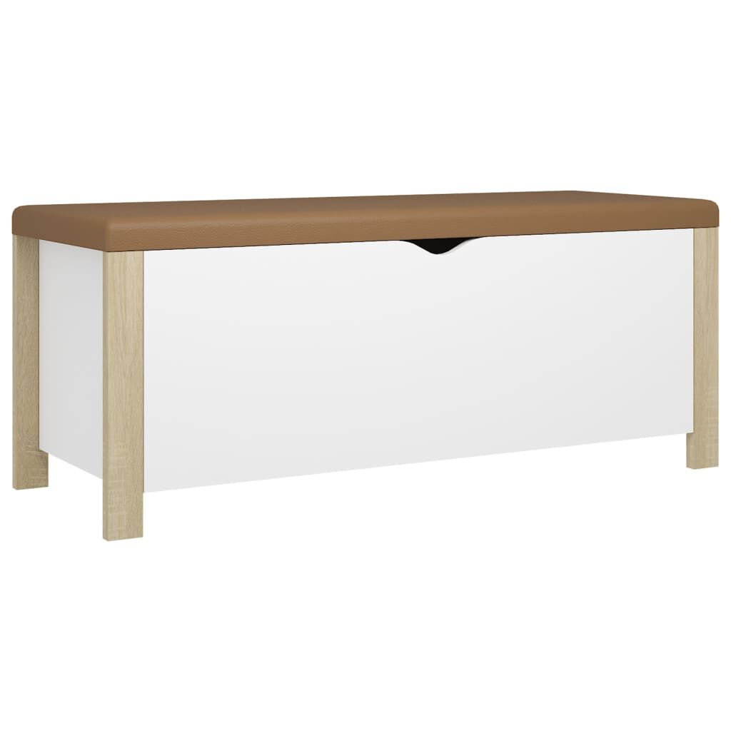 vidaXL Κουτί Αποθήκευσης Λευκό/Son. Δρυς 105x40x45εκ Μοριοσ. &Μαξιλάρι