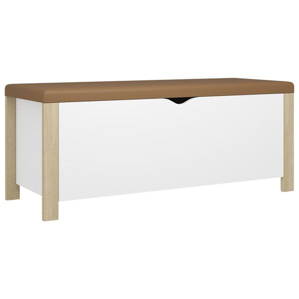 vidaXL Κουτί Αποθήκευσης Λευκό/Son. Δρυς 105x40x45εκ Μοριοσ. &Μαξιλάρι