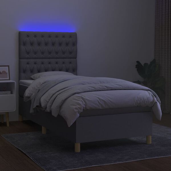 vidaXL &Kappa;&rho;&epsilon;&beta;ά&tau;&iota; Boxspring &mu;&epsilon; &Sigma;&tau;&rho;ώ&mu;&alpha; & LED &Alpha;&nu;.&Gamma;&kappa;&rho;&iota; 80x200 &epsilon;&kappa;. &Upsilon;&phi;&alpha;&sigma;&mu;ά&tau;&iota;&nu;&omicron;
