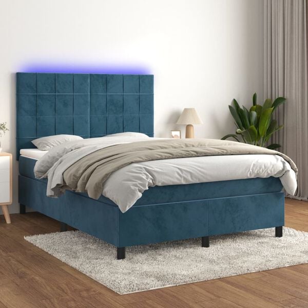 vidaXL &Kappa;&rho;&epsilon;&beta;ά&tau;&iota; Boxspring &mu;&epsilon; &Sigma;&tau;&rho;ώ&mu;&alpha; & LED &Sigma;&kappa;. &Mu;&pi;&lambda;&epsilon; 140x190&epsilon;&kappa;. &Beta;&epsilon;&lambda;&omicron;ύ&delta;&iota;&nu;&omicron;