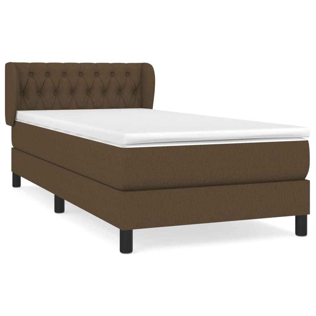 vidaXL Κρεβάτι Boxspring με Στρώμα Σκούρο Καφέ 90x190 εκ. Υφασμάτινο