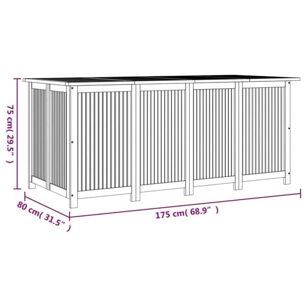 vidaXL Μπαούλο Αποθήκευσης Κήπου 175x80x75 εκ. από Μασίφ Ξύλο Ακακίας