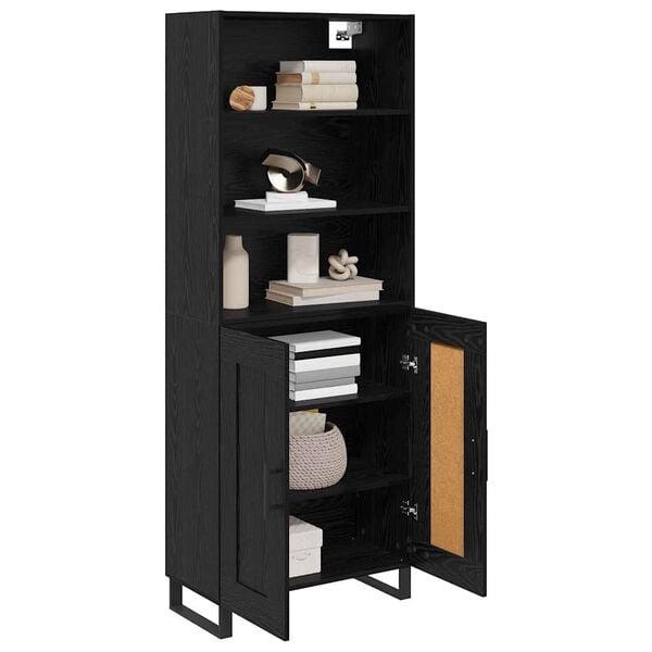 vidaXL Highboard &Mu;&alpha;ύ&rho;&eta; &Omicron;&xi;&upsilon;ά 69,5 x 34 x 180 &epsilon;&kappa;. &Epsilon;&pi;&epsilon;&xi;&epsilon;&rho;&gamma;&alpha;&sigma;&mu;έ&nu;&omicron; &xi;ύ&lambda;&omicron;