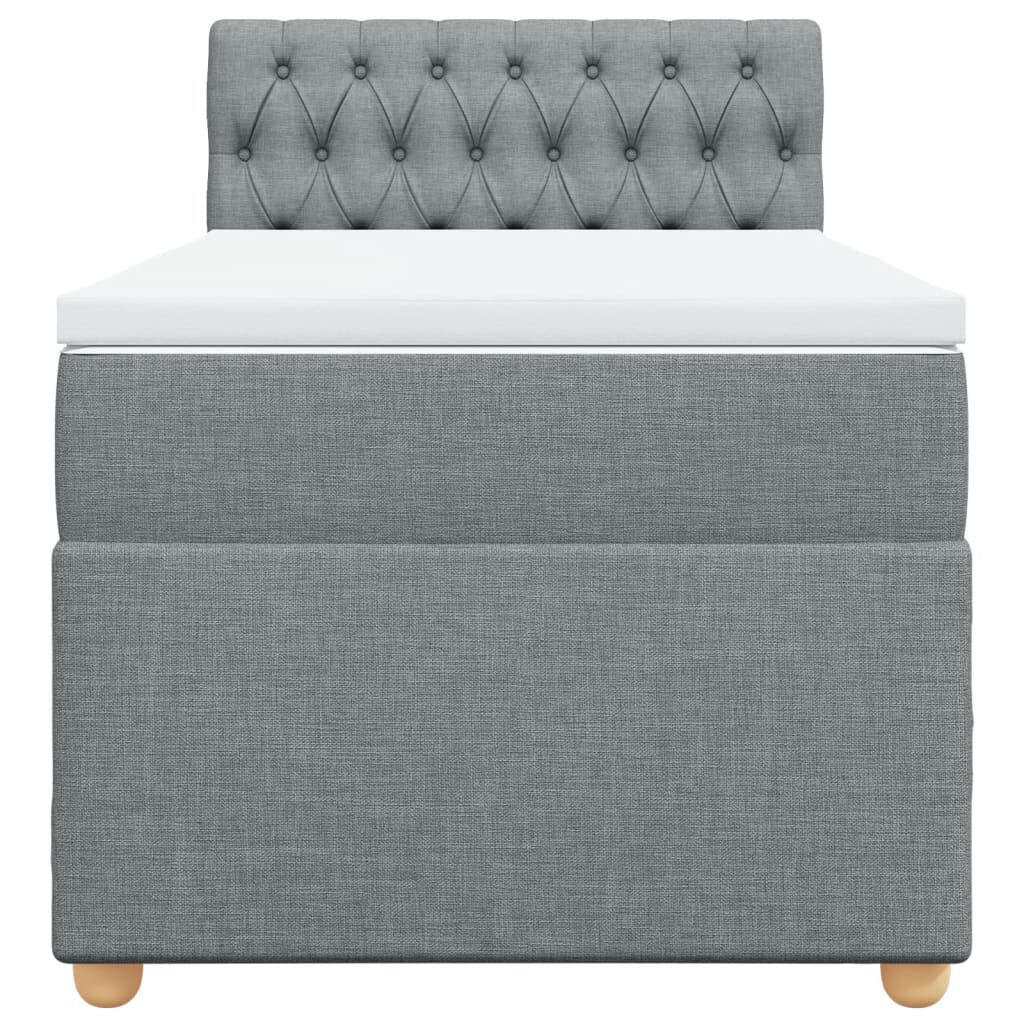 vidaXL Κρεβάτι Boxspring με Στρώμα Ανοιχτό Γκρι 90x190 εκ. Υφασμάτινο