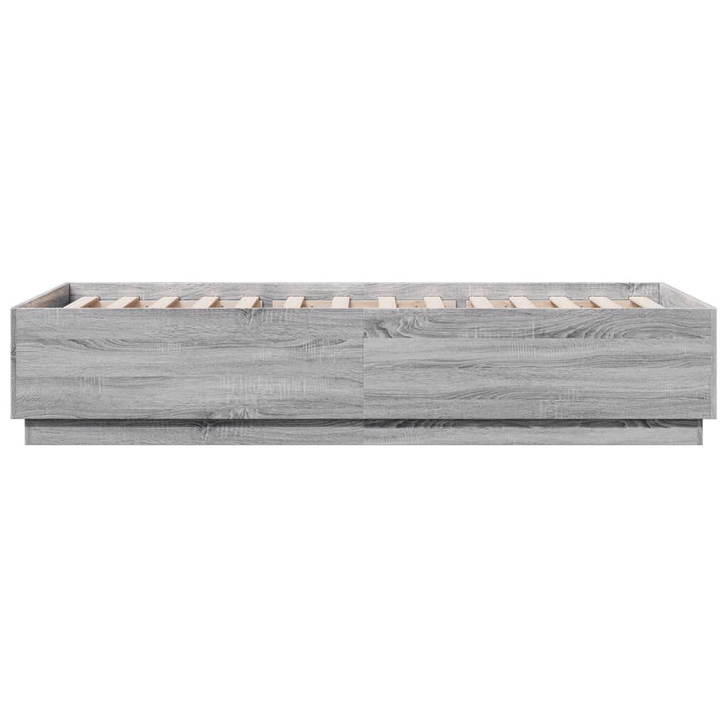 vidaXL Πλαίσιο Κρεβατιού με LED Γκρι Sonoma 90x200 εκ. Επεξεργ. Ξύλο