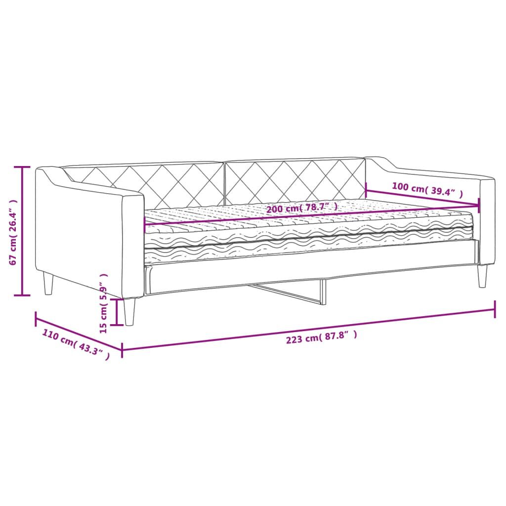 vidaXL Καναπές Κρεβάτι με Στρώμα Ανοιχτό Γκρι 100 x 200 εκ. Υφασμάτινο
