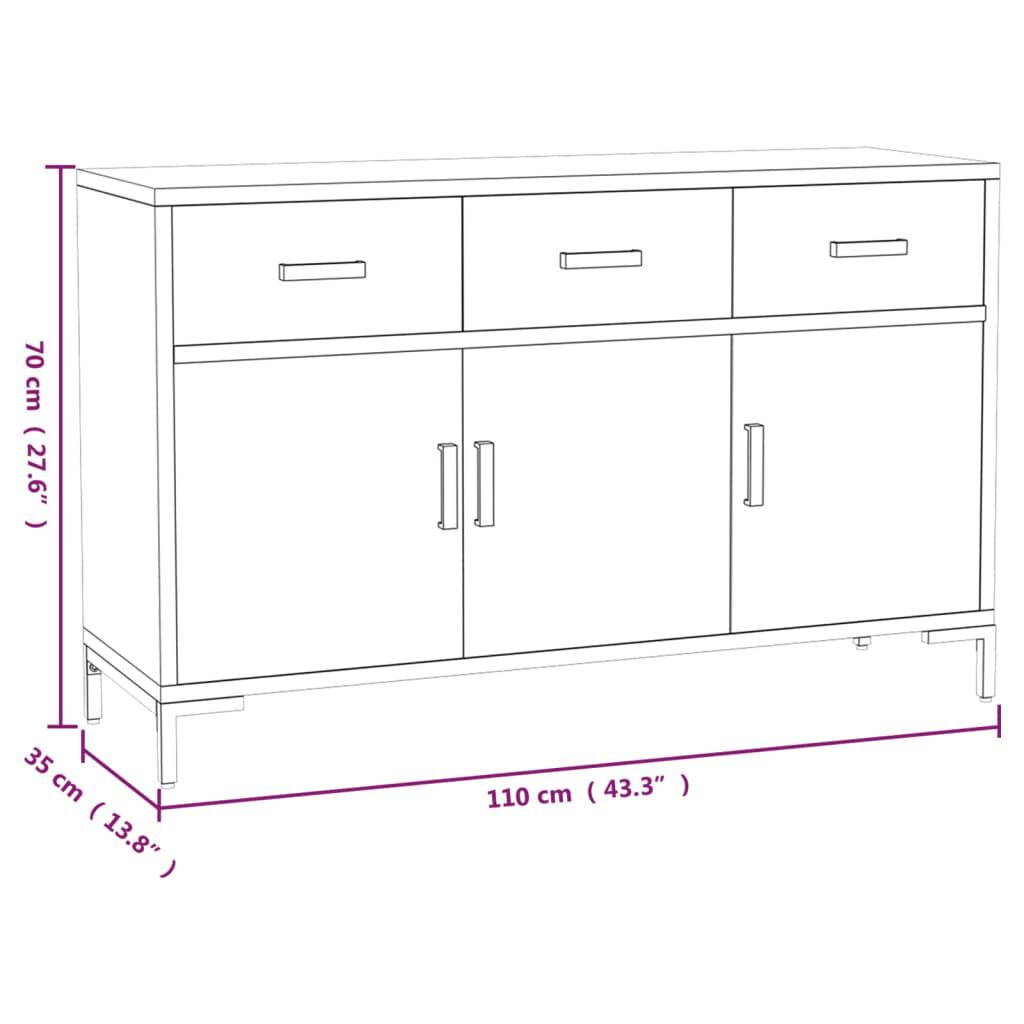 vidaXL Ντουλάπι Καφέ 110 x 35 x 70 εκ. από Μασίφ Ξύλο Πεύκου