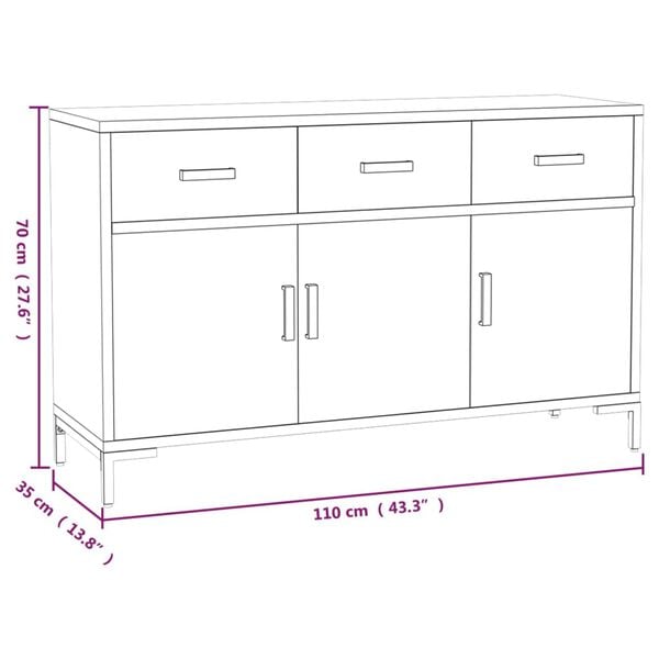 vidaXL Ντουλάπι Καφέ 110 x 35 x 70 εκ. από Μασίφ Ξύλο Πεύκου