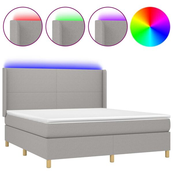 vidaXL &Kappa;&rho;&epsilon;&beta;ά&tau;&iota; Boxspring &mu;&epsilon; &Sigma;&tau;&rho;ώ&mu;&alpha; & LED &Alpha;&nu;.&Gamma;&kappa;&rho;&iota; 160x200&epsilon;&kappa;. &Upsilon;&phi;&alpha;&sigma;&mu;ά&tau;&iota;&nu;&omicron;