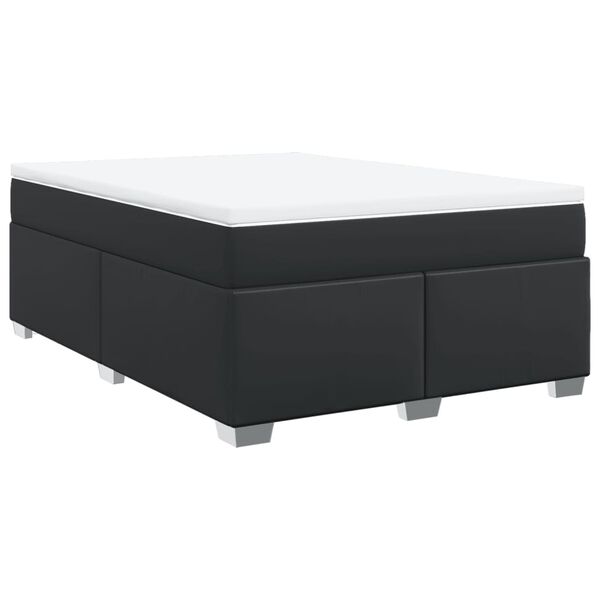 vidaXL Κρεβάτι Boxspring με Στρώμα Μαύρο 160x200εκ.από Συνθετικό Δέρμα