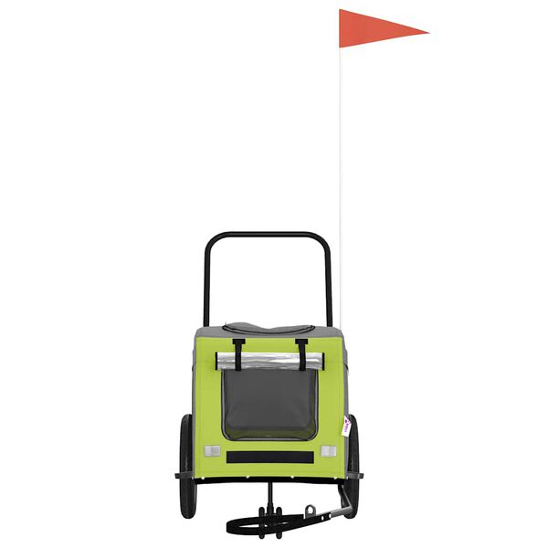 vidaXL Τρέιλερ ποδηλάτου για κατοικίδια με αποθήκευση Πράσινο και γκρι