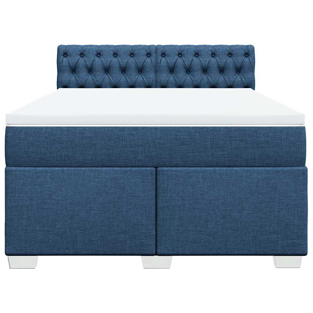 vidaXL Κρεβάτι Boxspring με Στρώμα Μπλε 140x190 εκ. Υφασμάτινο