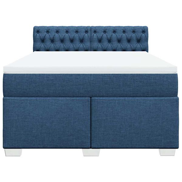 vidaXL Κρεβάτι Boxspring με Στρώμα Μπλε 140x190 εκ. Υφασμάτινο