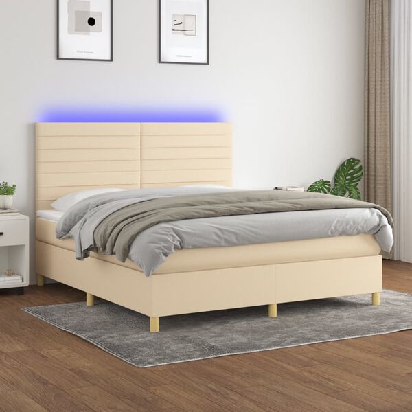 vidaXL &Kappa;&rho;&epsilon;&beta;ά&tau;&iota; Boxspring &mu;&epsilon; &Sigma;&tau;&rho;ώ&mu;&alpha; & LED &Kappa;&rho;&epsilon;&mu; 180x200 &epsilon;&kappa;. &Upsilon;&phi;&alpha;&sigma;&mu;ά&tau;&iota;&nu;&omicron;