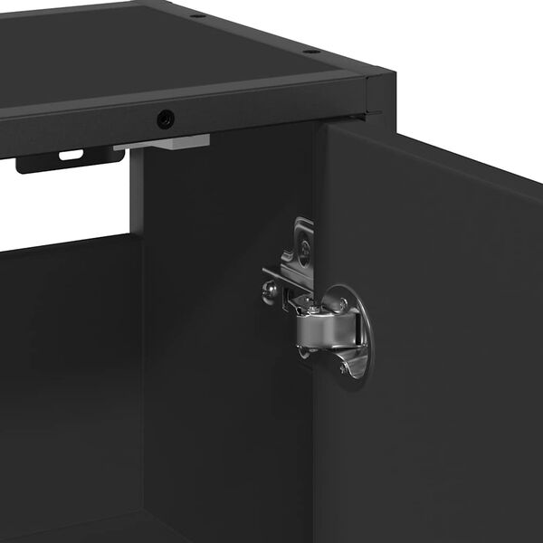 vidaXL Καθρέφτης Μπάνιου με Ντουλάπι Μαύρος 65x20x60 εκ. Επεξ. Ξύλο