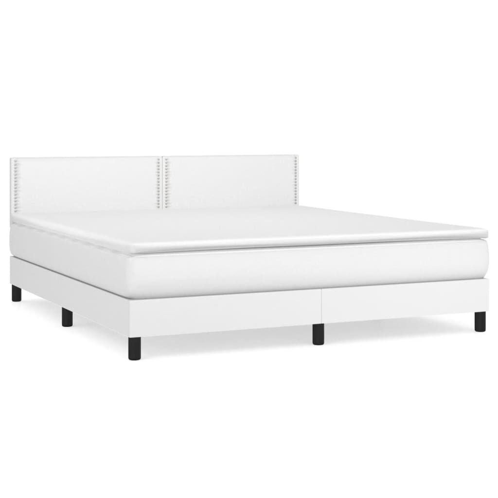 vidaXL Κρεβάτι Boxspring με Στρώμα Λευκό 180x200 εκ. Συνθετικό Δέρμα