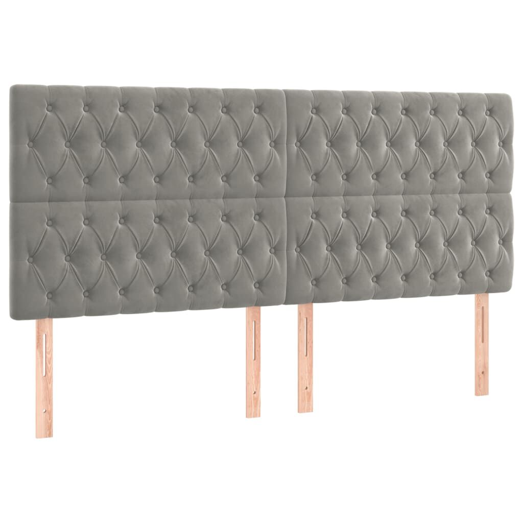 vidaXL Κρεβάτι Boxspring με Στρώμα Ανοιχτό Γκρι 200x200 εκ. Βελούδινο