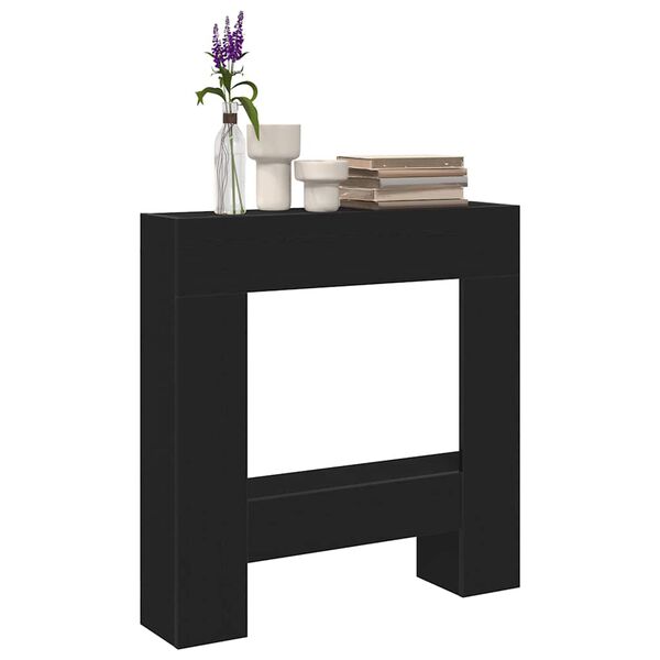 vidaXL Γύρος τζακιού Μαύρη βελανιδιά 81x18x82 cm Ξύλινη κατασκευή