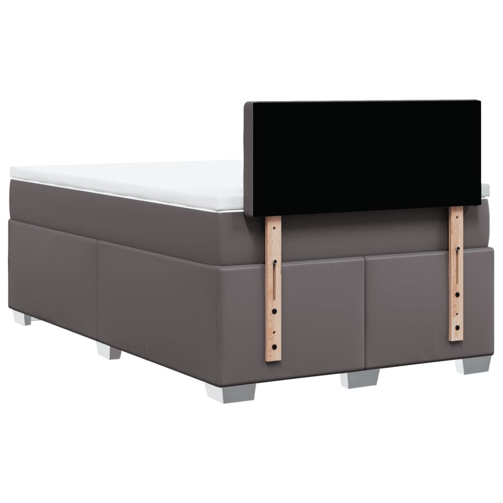 vidaXL Κρεβάτι Boxspring με Στρώμα Γκρι 120x200εκ. από Συνθετικό Δέρμα