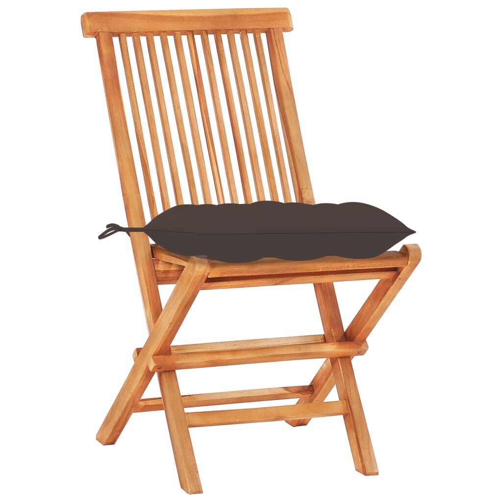 vidaXL Σετ Επίπλων Mπιστρό 3 τεμ. Μασίφ Ξύλο Teak με Taupe Μαξιλάρια