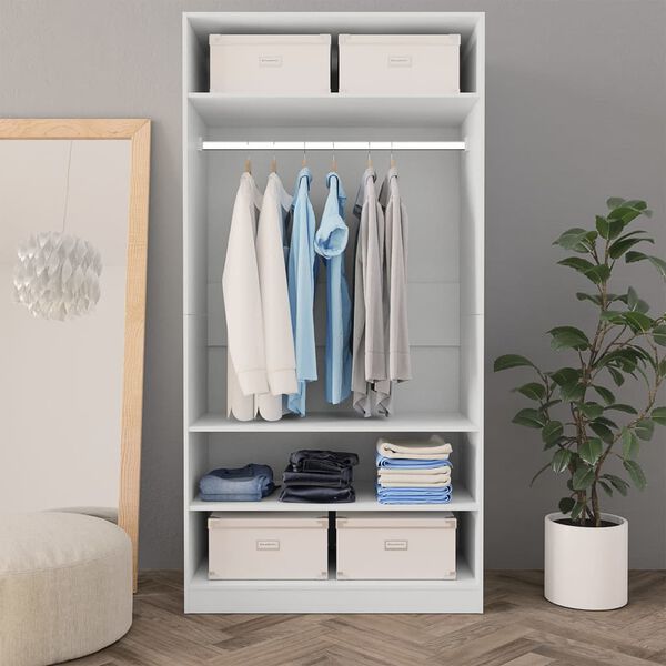 vidaXL Ντουλάπα Λευκή 100 x 50 x 200 εκ. από Επεξ. Ξύλο