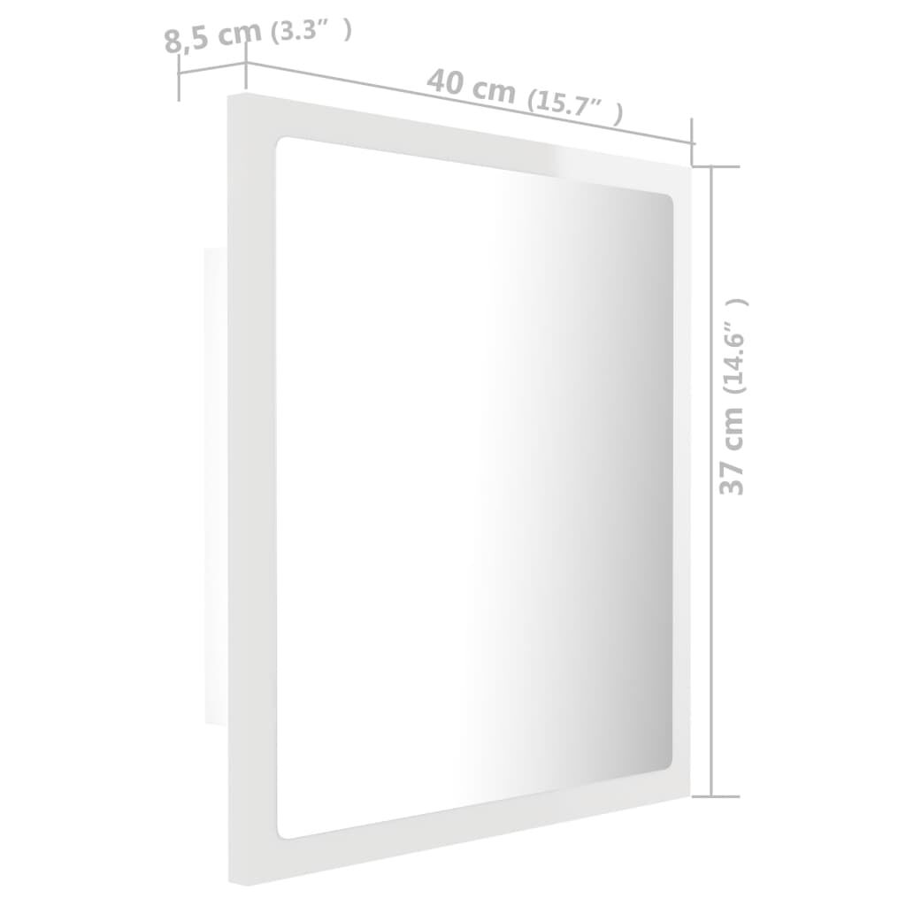 vidaXL Καθρέφτης Μπάνιου με LED Γυαλ. Λευκό 40x8,5x37 εκ. Ακρυλικός