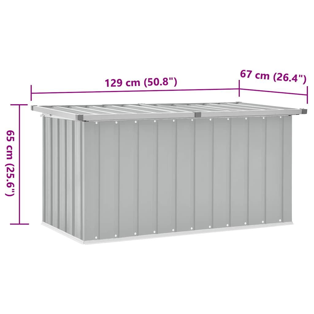 vidaXL Μπαούλο Αποθήκευσης Κήπου Γκρι 129 x 67 x 65 εκ.