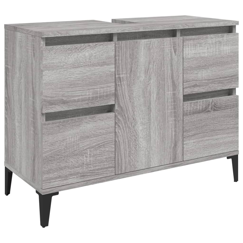 vidaXL Ντουλάπι Νιπτήρα Γκρι Sonoma 80 x 33 x 60εκ. Επεξεργασμένο Ξύλο