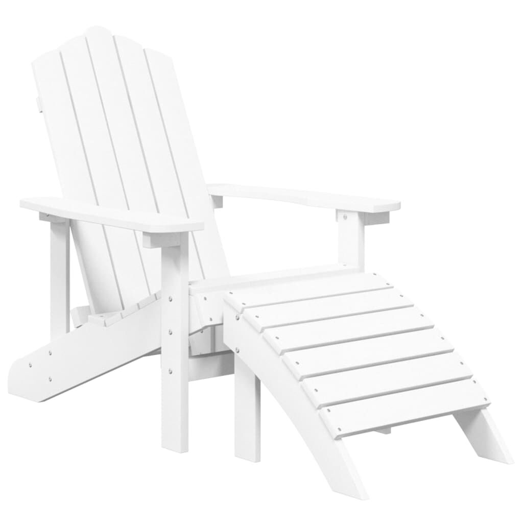 vidaXL Καρέκλες Κήπου Adirondack με Υποπόδιο&Τραπεζάκι Λευκές από HDPE