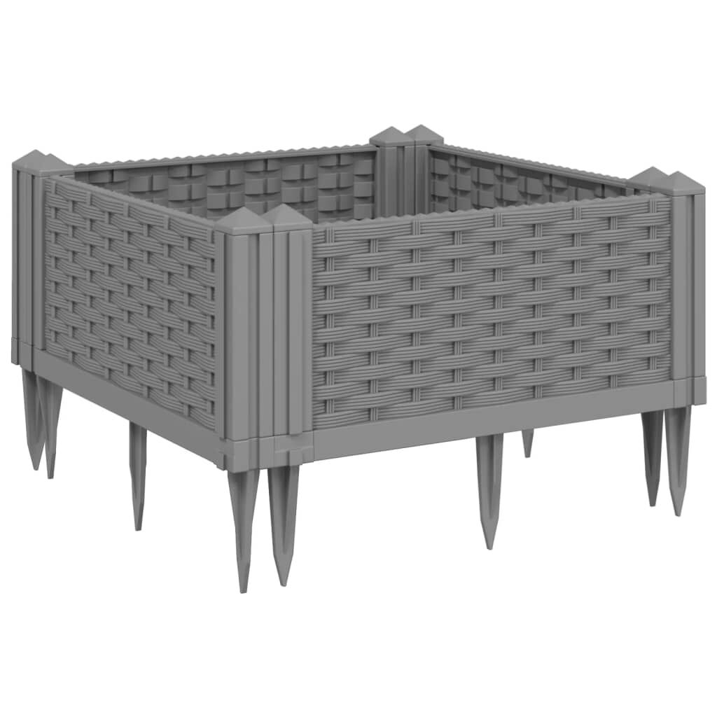 vidaXL Ζαρντινιέρα με Πασσάλους Αν.Γκρι42,5x42,5x28,5εκ Πολυπροπυλένιο