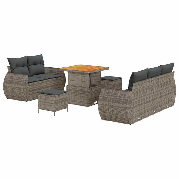 vidaXL Σετ Καναπέ Κήπου 8 pcs Γκρι συνθετικό ρατάν