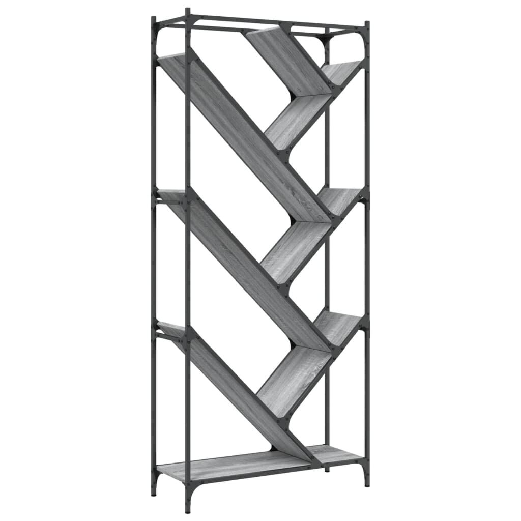 vidaXL Βιβλιοθήκη Γκρι Sonoma 79x30x180 εκ. Επεξεργ. Ξύλο & Μέταλλο