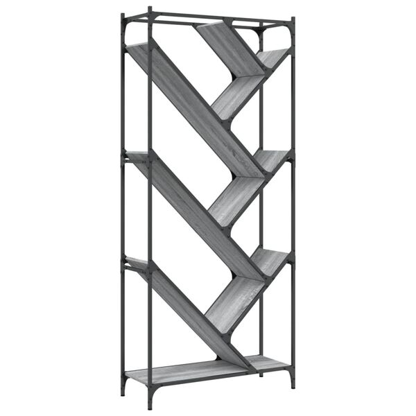 vidaXL Βιβλιοθήκη Γκρι Sonoma 79x30x180 εκ. Επεξεργ. Ξύλο & Μέταλλο