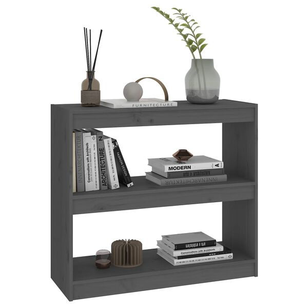 vidaXL Βιβλιοθήκη/Διαχωριστικό Χώρου Γκρι 80x30x71,5 εκ. Μασίφ Πεύκο