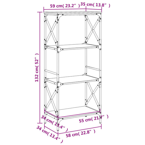 vidaXL Βιβλιοθήκη 4 Επιπέδων Sonoma Δρυς 59x35x132 εκ. Επεξεργ. Ξύλο