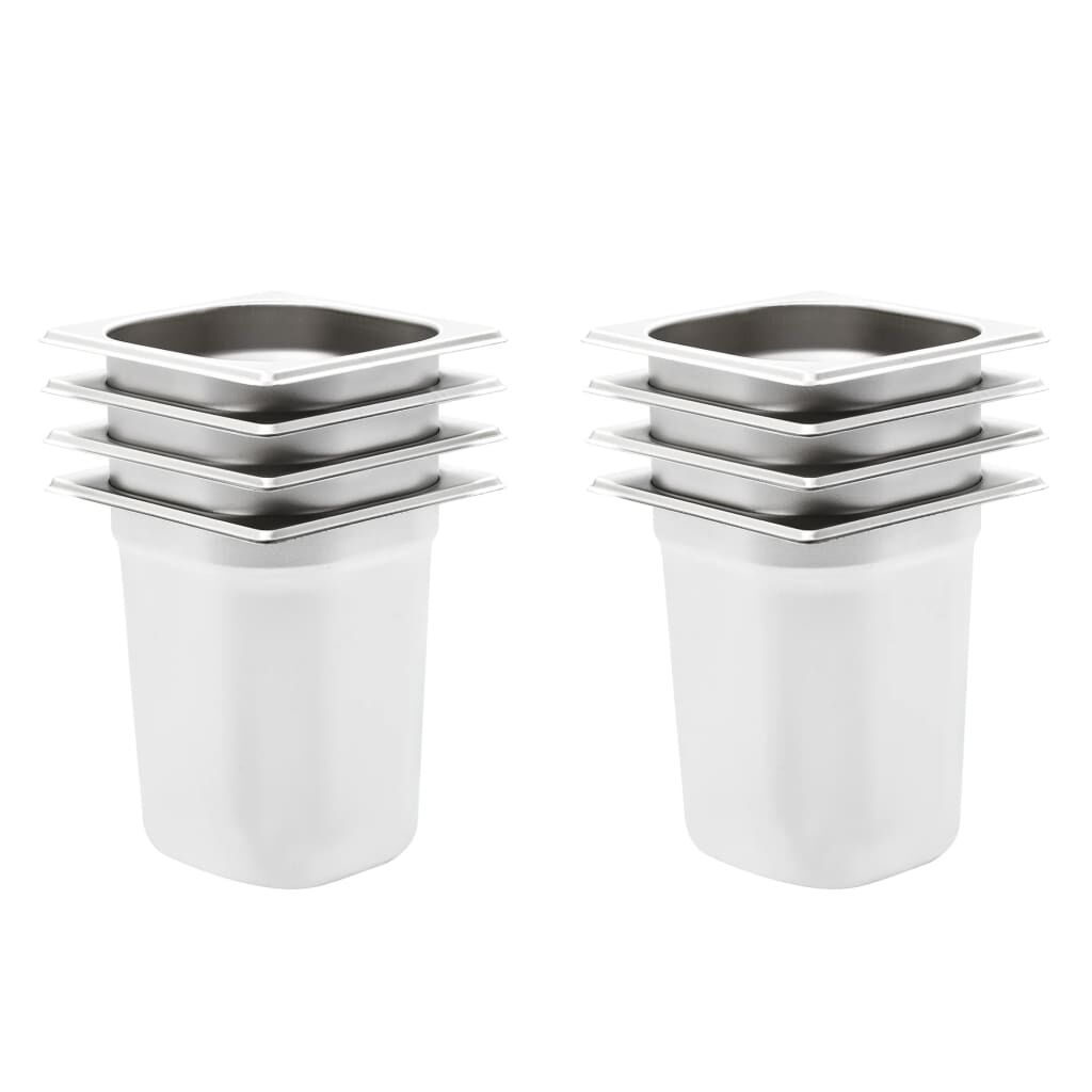 vidaXL Λεκάνες Gastronorm 8 τεμ. GN 1/6 200 χιλ. από Ανοξείδωτο Ατσάλι
