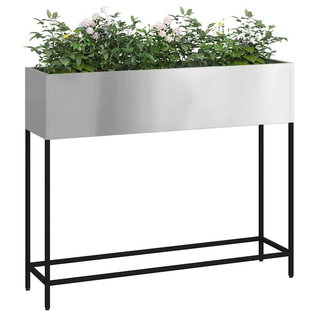 vidaXL Υψωμένη Γλάστρα Κήπου Ασημί 100 x 26 x 82 εκ