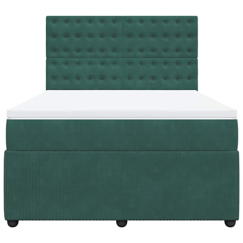 vidaXL Κρεβάτι Boxspring με Στρώμα Σκούρο Πράσινο 160x200εκ. Βελούδινο