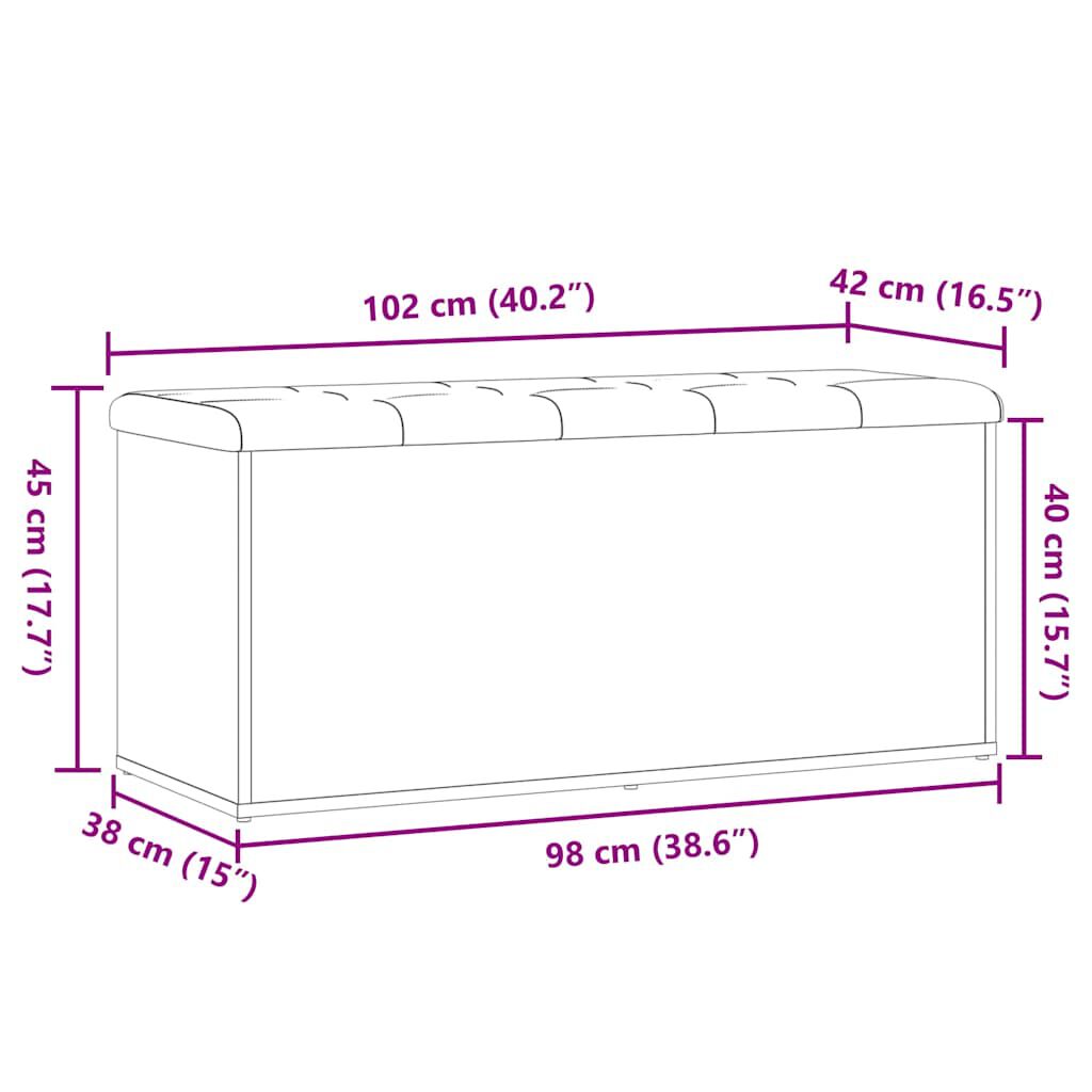 Πάγκος αποθήκευσης vidaXL Παλαιό ξύλο 102x42x45 cm Κατασκευασμένο ξύλο
