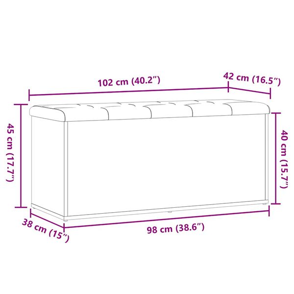 Πάγκος αποθήκευσης vidaXL Παλαιό ξύλο 102x42x45 cm Κατασκευασμένο ξύλο