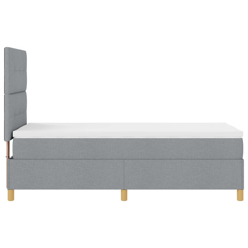 vidaXL Κρεβάτι Box Spring με Στρώμα Ανοιχτό Γκρι 90x200 εκ Ύφασμα