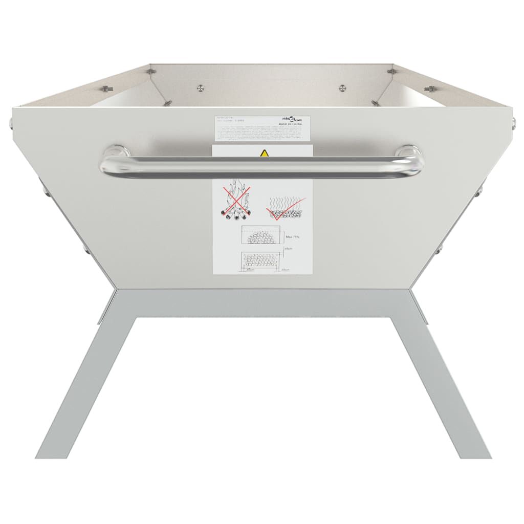 vidaXL Δίσκος Μπάρμπεκιου Ασημί 158x42x31 εκ. από Ανοξείδωτο Ατσάλι