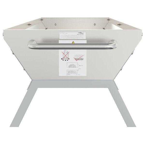 vidaXL Δίσκος Μπάρμπεκιου Ασημί 158x42x31 εκ. από Ανοξείδωτο Ατσάλι