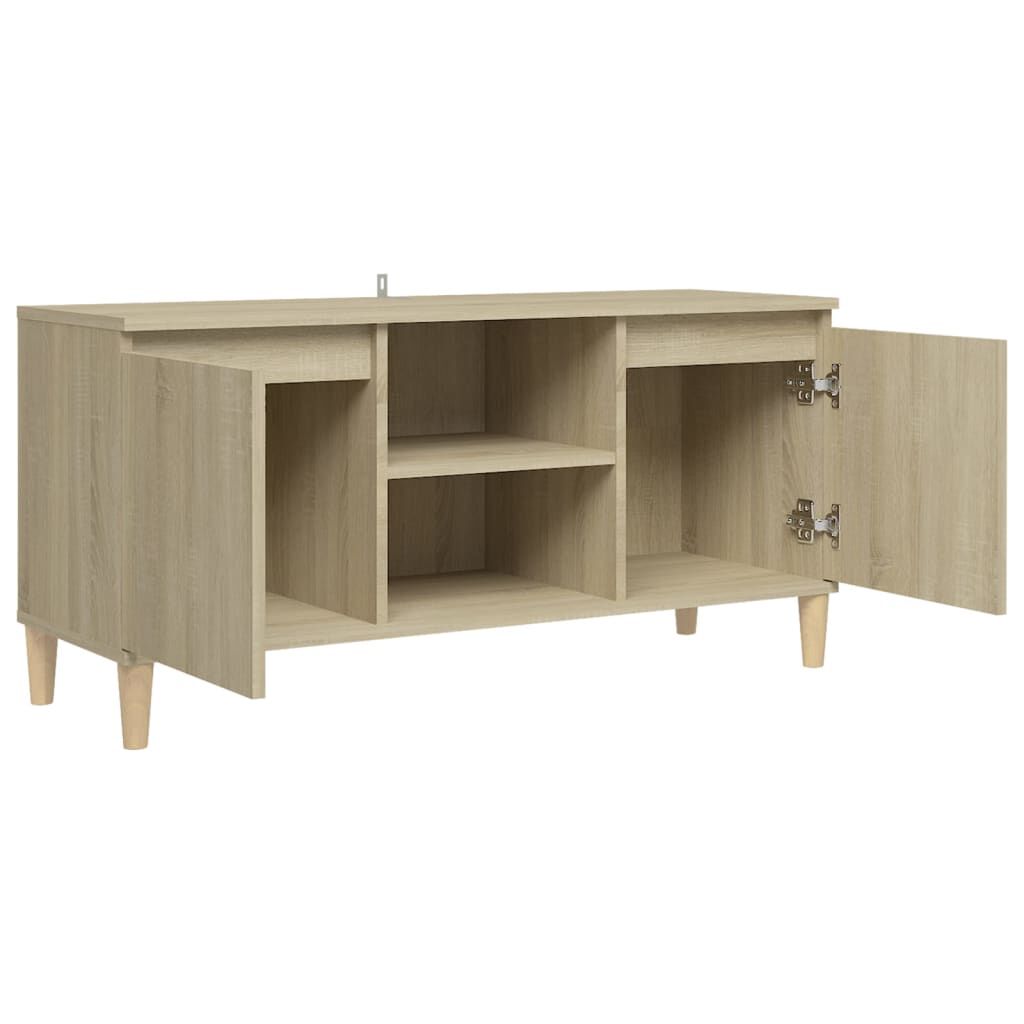 vidaXL Έπιπλο Τηλεόρασης Καφέ Δρυς 103,5x35x50εκ. Μασίφ Ξύλινα Πόδια