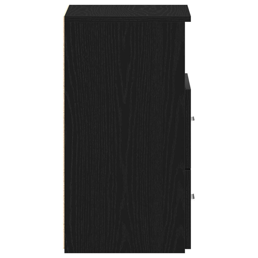 vidaXL Κομοδίνο Μαύρο Δρυς 50x32x60εκ Επεξεργασμένο Ξύλο